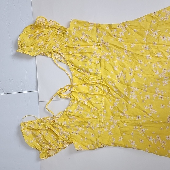 SOPHIE RUE FLORAL YELLOW MINI DRESS/ L - Picture 6 of 12